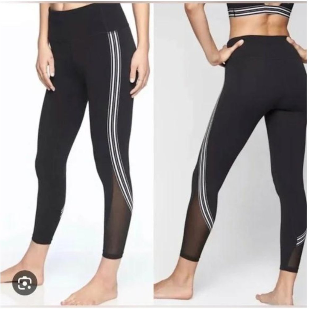 Athleta Legging Side Stripe Salutation Tight Womens Extra Small Black